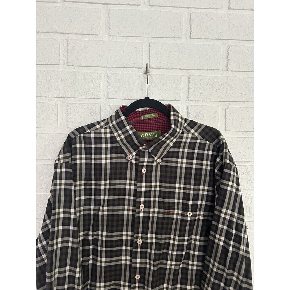 Vintage Orvis Button Up Shirt Mens XL Plaid Check Flip Cuff Read Description